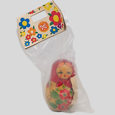 Matryoshka Babushka Russian Tumbling Jingling Doll Hand Painted Vintage Sealed