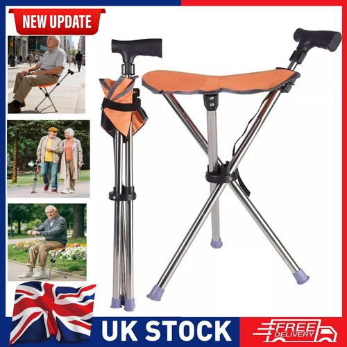 Folding walking stick - folding, seat