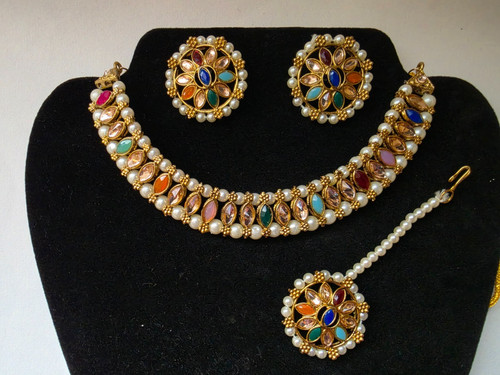 Indian kundan necklace - indian, set
