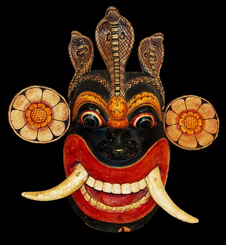 13in mask hand carved - carved, wooden