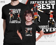 Father & Son Matching T-shirt Funny Motorcycle Motorbike Biker Dad Child Outfits