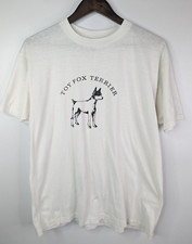 Vintage 80s 90s Toy Fox Terrier Hanes Fifty Fifty XL 46-48 White T-Shirt Animal