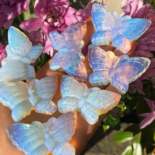 Hand carved opalite butterfly - carved,