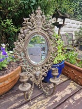 Vintage metal bevelled oval - metal,