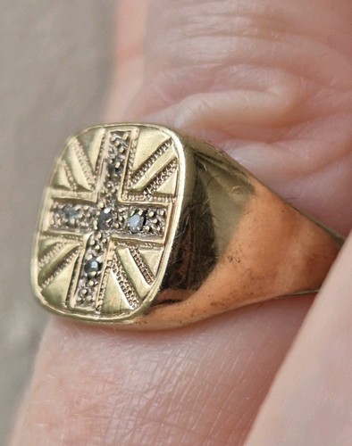 Mens 9ct gold gem set - gem, ring