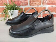 WOMENS CLARKS SOFTWEAR UK 5D BLACK LEATHER LOW WEDGE SCHOOL WORK LOAFER SHOES