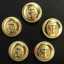 5 Anchor Military Sailor Buttons Gold Colour Metal 15mm 19mm 23mm Sew On Shank 