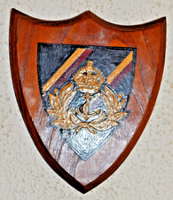 Vintage small Royal Navy mess wall plaque crest shield with King's crown