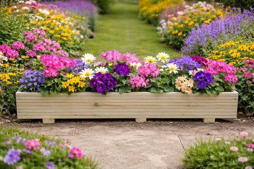 Wooden trough planters - wooden,
