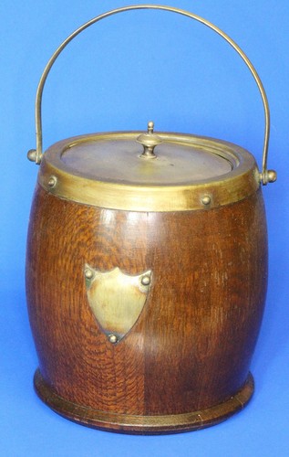 Antique oak biscuit barrel - oak,