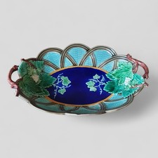Antique Victorian 19thC Wedgwood Majolica Wicker Basket Vine Fruit Serving Dish