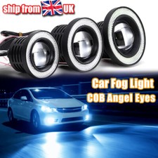 2pcs Angel Eyes Halo Car Fog Lights Lamp Projector DRL COB LED Bulbs Universal
