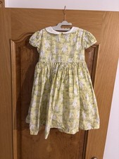 Trotters Yellow Bunny Print Peter Pan Collar Dress Age 5 years