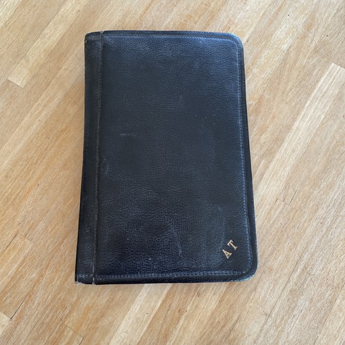 Vintage leather black - leather, letter