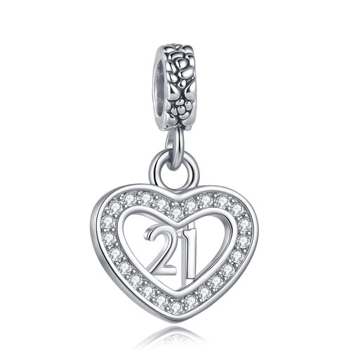 Silver 21st birthday charm - silver,
