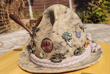 Vintage Austrian Tyrolean Hunting Hat with 22 Badges – FREE SHIPPING