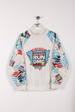 80's Adidas Run DMC Graphic Hollis Crew Sweatshirt White Medium