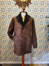 Vintage 70's J&J Malone Mens Dark Brown Sheepskin Shearling Coat M 40" Del Boy