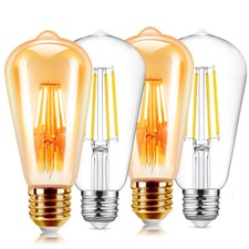 E27 Vintage Filament 6W LED Edison Light Bulb Lamp Decorative ST64 Clear / Amber