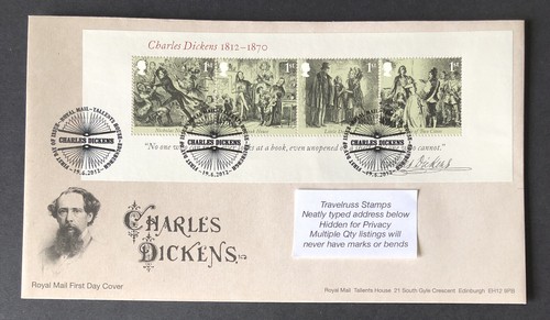 2012 fdc charles dickens - gb,