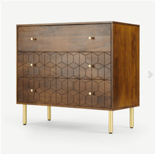 MADE.com Hedra Chest of Drawers in Solid Dark Mango Wood & Brass Legs