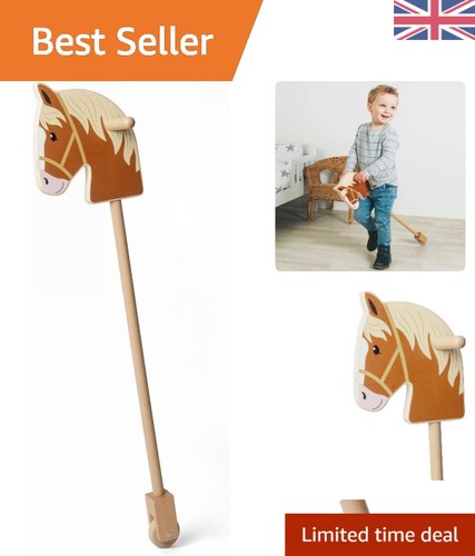 Wooden stick horse toy - wooden,