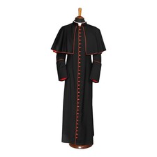 Black cassock with red piping - black,