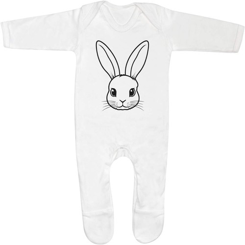 Rabbit face baby sleepsuit - 'rabbit,