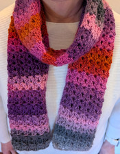 Ladies Scarf Handmade Crochet Long Boho Ombre Yarn Warm Soft 172x20cm Xmas Gift 