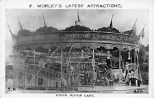 POSTCARD BRADFORD   FAIRGROUND STEAM MOTOR CARS  F MORLEY LATEST ATTRACTIONS