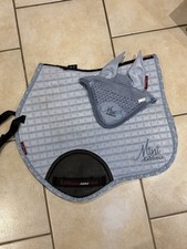Lemieux Blue Mini Saddle Pad XS and Fly Bonnet S 