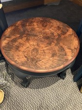 Walnut Burr Top Coffee Side Table Black Ball & Claw Feet Vintage Free Local Del