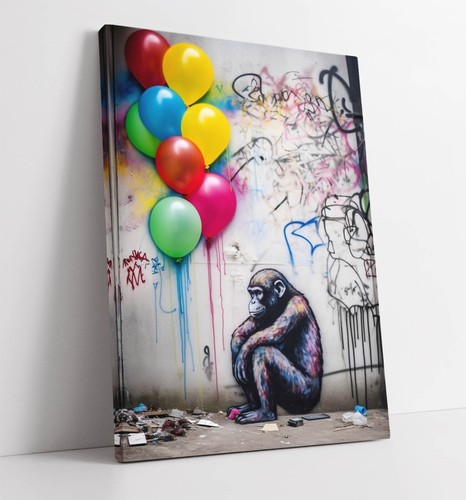 Graffiti monkey with - monkey, balloons