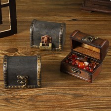 Treasure Chest Retro Mini Wooden Box Jewelry Storage Box Treasure Props Gift NEW