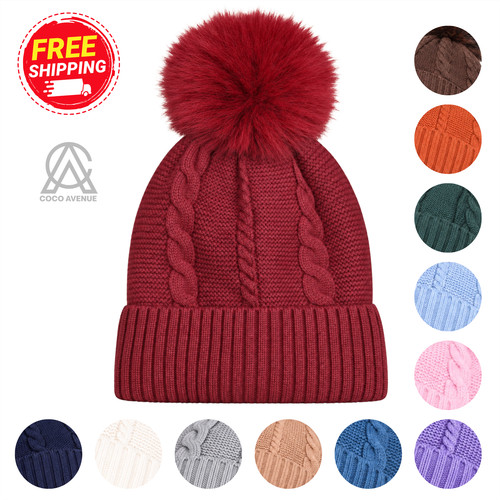 Ladies beanie hat - beanie, pom