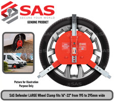 SAS New Defender LARGE Motorhome Caravan Wheel Clamp fits 16"-22" 195-295mm wide
