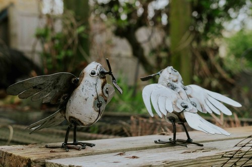 Metal dove garden ornament - metal,