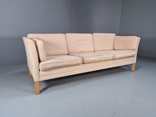 Vintage 1970s Faux Suede Danish 3 Seat Sofa Beige Retro MCM EB10261 M3SS