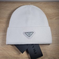 White Knit Beanie Hat with