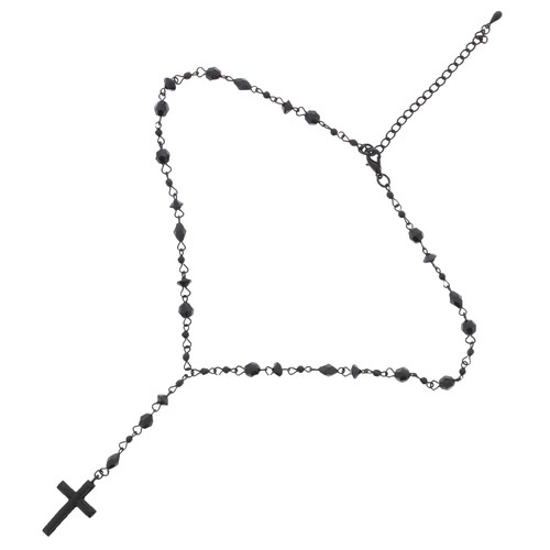 Black faceted bead rosary - faceted,