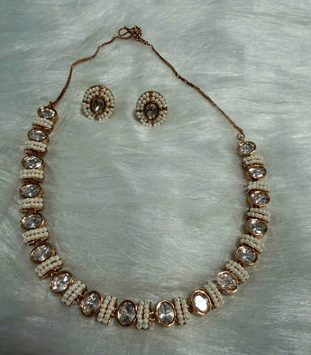 Gold tone metal necklace - necklace, &
