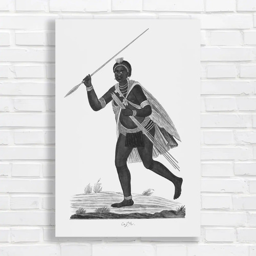 Tribal warrior with spear - with,