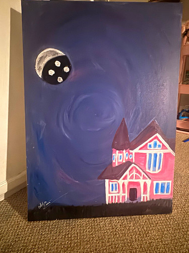 Signed night moon house - &,