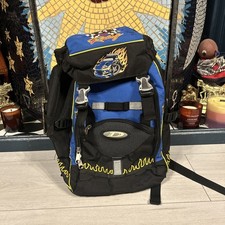 Blue Racing Car Back Pack School Bag Embroidered Straps Zips Hiking Pocket