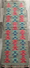 Modern Handmade Afghan Turkish Runner Kilim Rug, Aztec Wool Rug, Size 203x73 CM