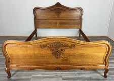 Bed Frame Vintage French Louis XVI Style Oak King Size Ornate Carved LOT 4107