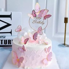 Butterfly Cake Toppers 10 pcs Pink Cupcake Toppers Birthday Party Decorations UK