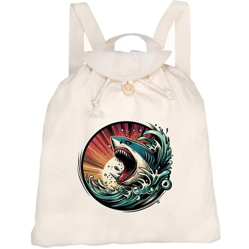 Shark attack canvas rucksack - attack',