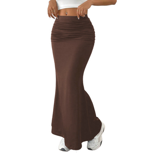 Ruched mermaid maxi skirt - mermaid,