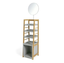 Bamboo Mirrored Tallboy - Grey